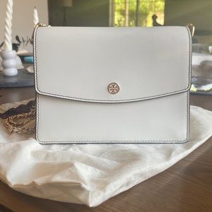 Tory Burch White Robinson Convertible Shoulder Crossbody Bag
